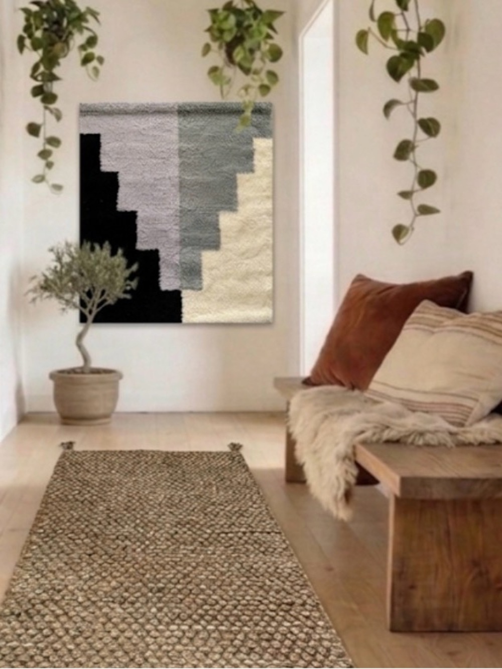 New Mid Century Geometric Black and Gray Hanging Wall ART Decoration 40 x 40